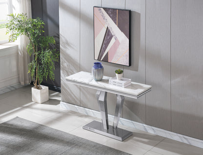 SSLine 46.8" Rectangular Modern Faux Marble Sofa Console Table