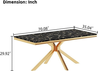 SSLine 70" Rectangle Faux Marble Kitchen Table for 6 People (Chairs Not Included)