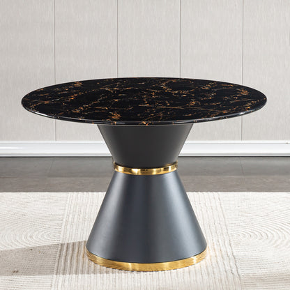 SSLine 46.85" Round Faux Marble Dining Table (Chairs not included)