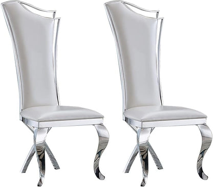 SSLine White Leather Dining Chairs for Kitchen Dining Room (Table Not Included)