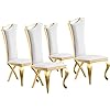 SSLine White Leather Dining Chairs for Kitchen Dining Room (Table Not Included)