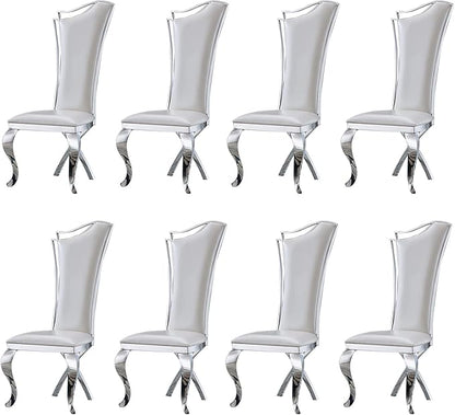 SSLine White Leather Dining Chairs for Kitchen Dining Room (Table Not Included)