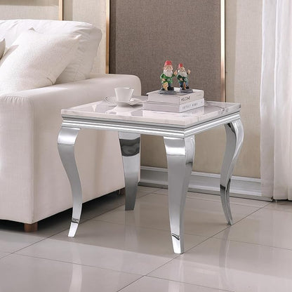 SSLine S Shape Modern Faux Marble Luxury Square End Table