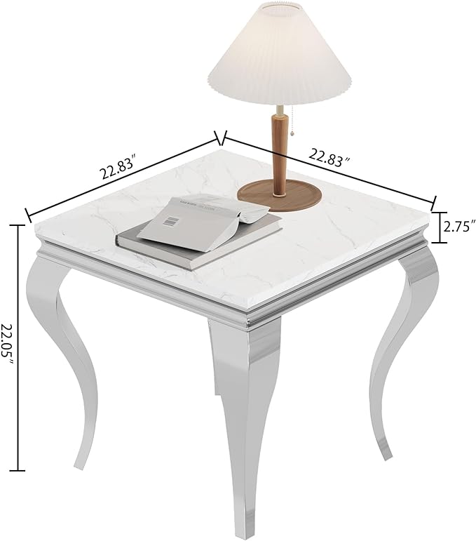 SSLine S Shape Modern Faux Marble Luxury Square End Table