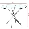 SSLine 36" Round Glass Kitchen Table with 4 PU Leather Dining Chairs Set