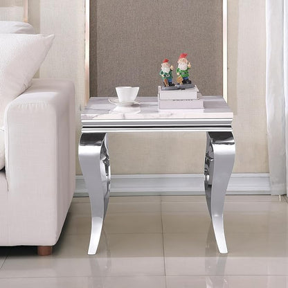 SSLine S Shape Modern Faux Marble Luxury Square End Table