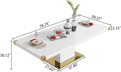 SSLine 79" Rectangle Modern Wood Dining Table for 6-8 People